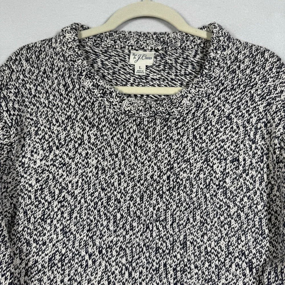 J Crew Sweater Mens Large Marled Cotton Crewneck Pullover Chunky Knit Fisherman
